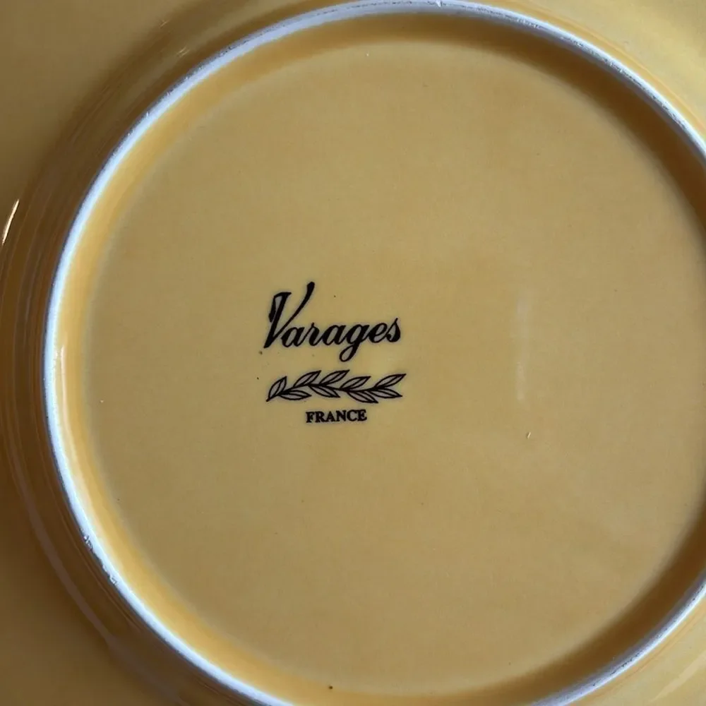 Varages France Olive Branch Pattern Yellow Salad Plates Set of 4